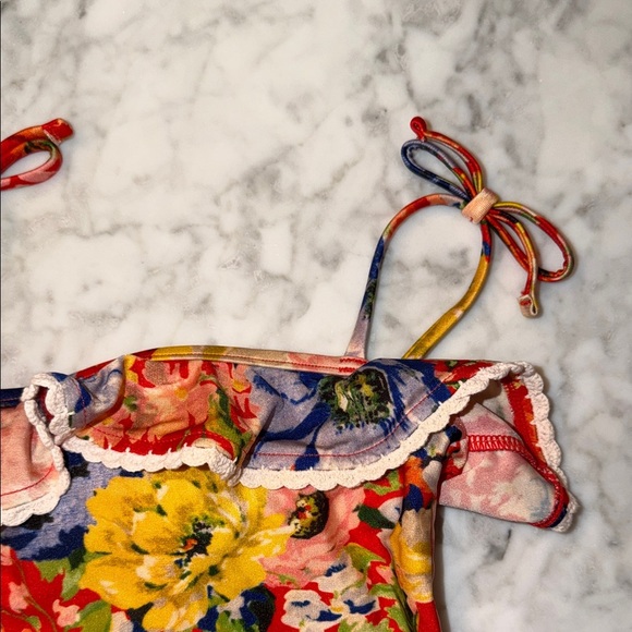 Zimmermann Red Floral One-Piece Swimsuit 2Y - Picture 4 of 10